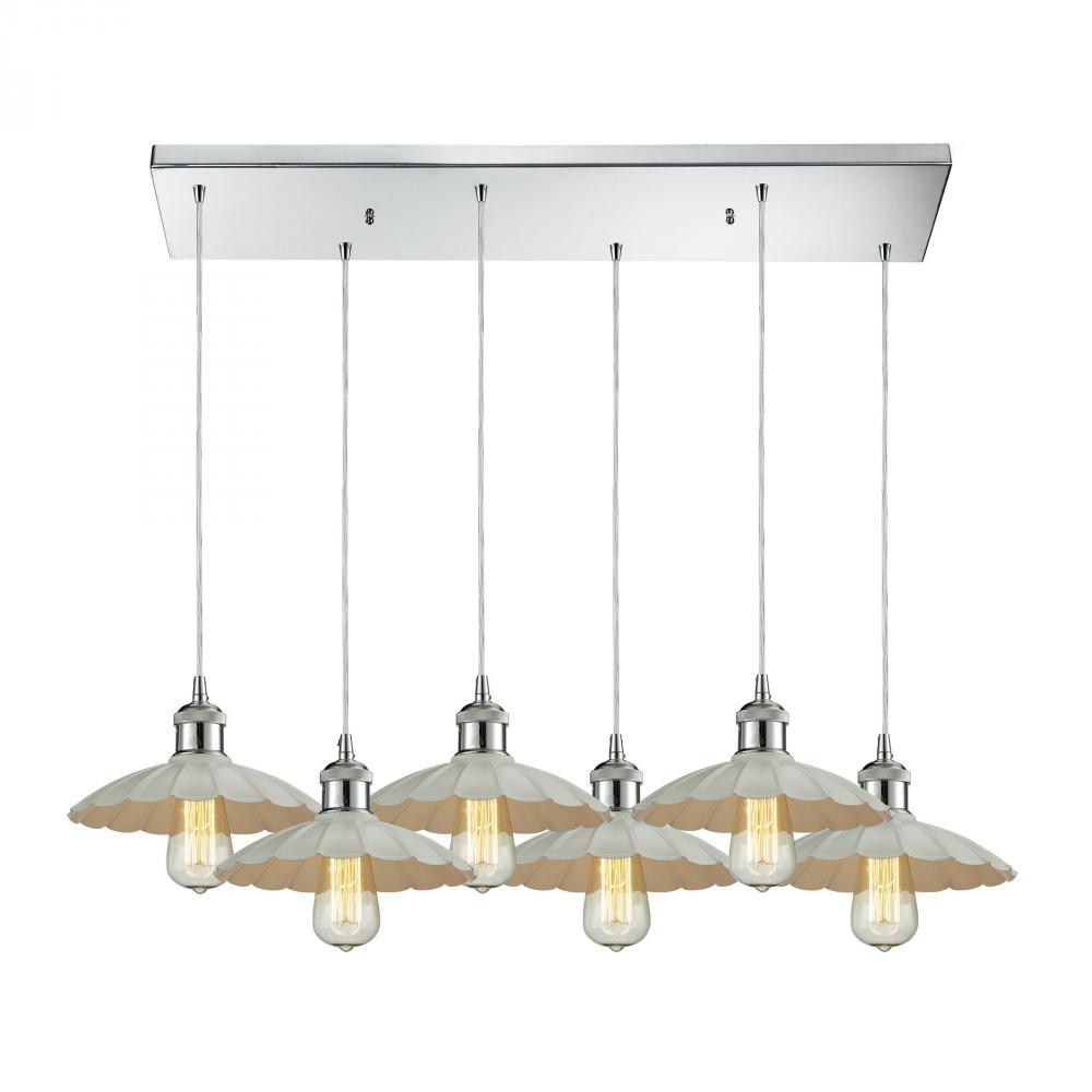 Corrine 6 Light Pendant In Polished Chrome And W