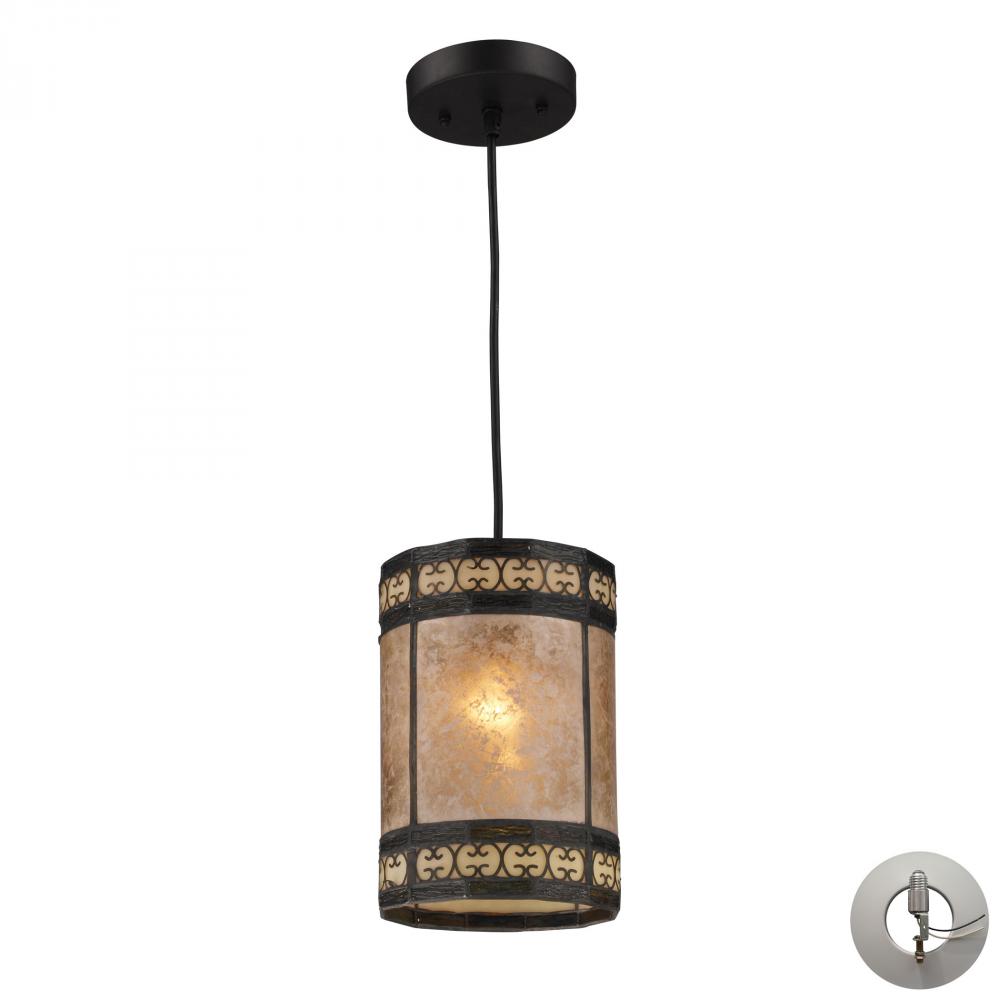 Mica Filigree 1-Light Mini Pendant in Tiffany Bronze with Mica Shade - Includes Adapter Kit