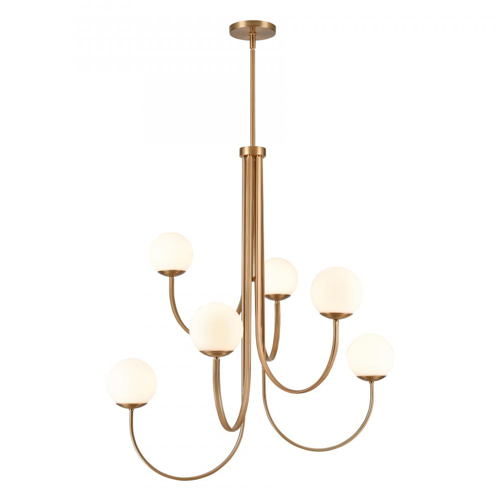 Caroline 36'' Wide 6-Light Chandelier - Brushed Gold