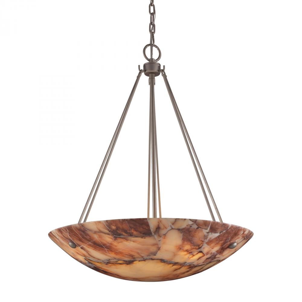 Marbled Stone 6 Light Pendant In Matte Nickel