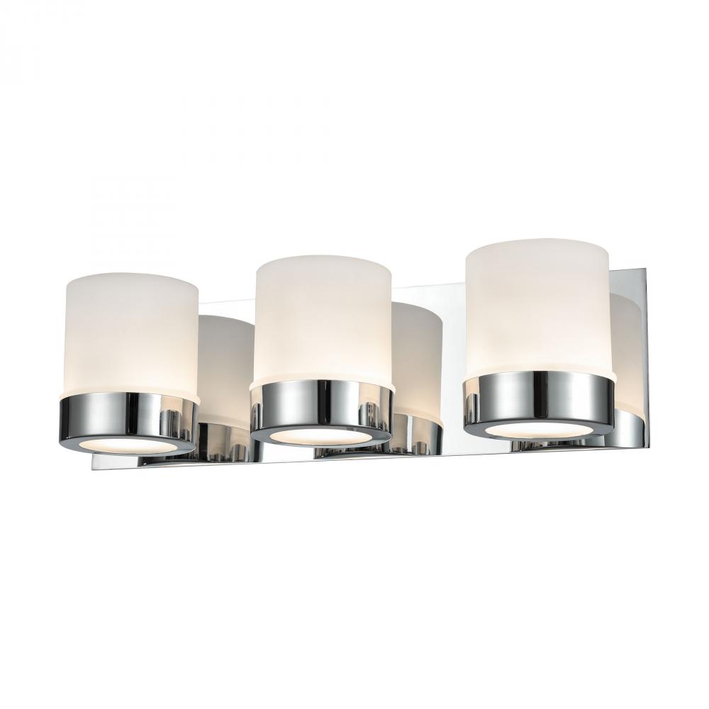 Mulholland 3 Light Vanity In Chrome And Opal Gla