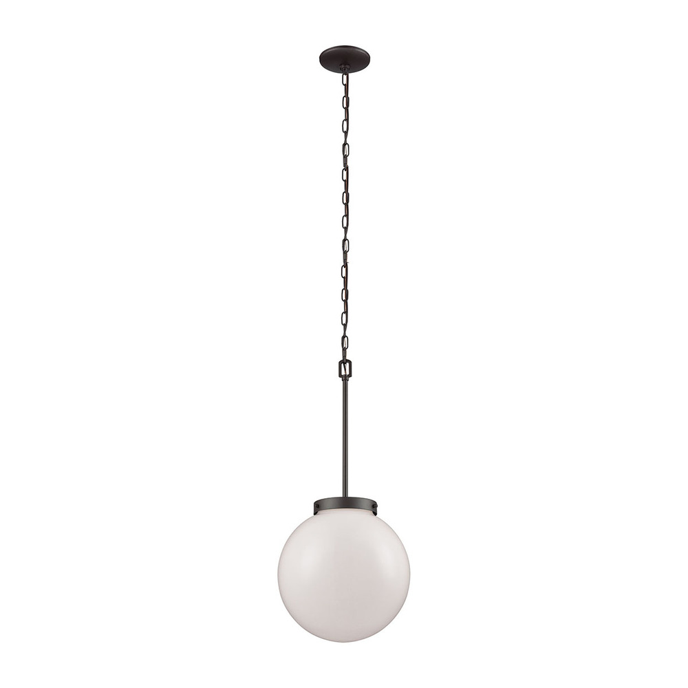 Thomas - Beckett 12'' Wide 1-Light Mini Pendant - Oil Rubbed Bronze with White Glass