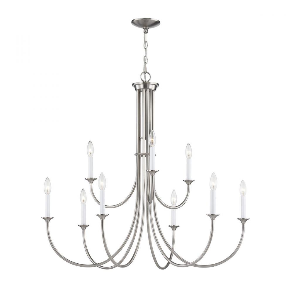 Thomas - Meadowview 36'' Wide 9-Light Chandelier - Brushed Nickel