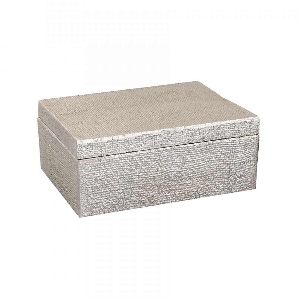 Square Linen Texture Box - Small Nickel