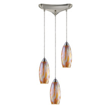 ELK Home 10076/3GI - IRIDESCENCE 3-LT GOLDEN PENDANT in SATIN NICKEL