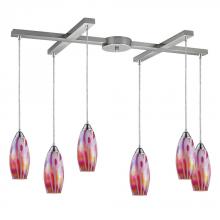 ELK Home 10076/6FI - Iridescence 6 Light Pendant In Satin Nickel And