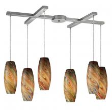 ELK Home 10079/6RV - Vortex 6-Light H-Bar Pendant Fixture in Satin Nickel with Rainbow Glass