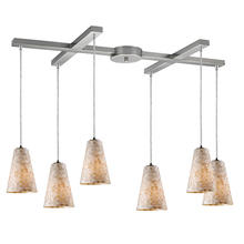 ELK Home 10142/6 - Capri 6-Light H-Bar Pendant Fixture in Satin Nickel with Capiz Shell Glass