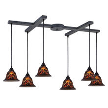 ELK Home 10144/6FS - Firestorm 6-Light H-Bar Pendant Fixture in Dark Rust with Firestorm Glass