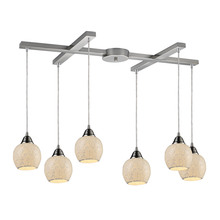 ELK Home 10208/6CLD - Fission 6 Light Pendant In Satin Nickel And Clou