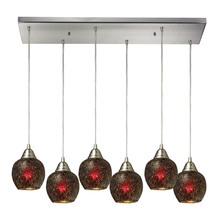 ELK Home 10208/6RC-WN - Fission 6 Light Pendant In Satin Nickel And Wine