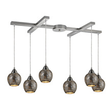 ELK Home 10208/6SLV - Fission 6 Light Pendant In Satin Nickel And Silv