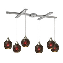 ELK Home 10208/6WN - Fission 6 Light Pendant In Satin Nickel And Wine