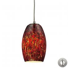 ELK Home 10220/1EMB-LA - Maui 1-Light Mini Pendant in Satin Nickel with Embers Glass - Includes Adapter Kit