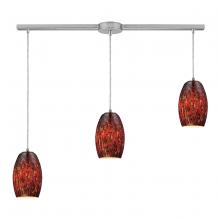 ELK Home 10220/3L-EMB - Maui 3-Light Linear Pendant Fixture in Satin Nickel with Embers Glass