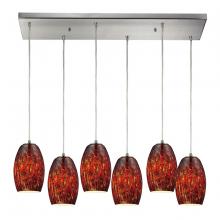 ELK Home 10220/6RC-EMB - Maui 6-Light Rectangular Pendant Fixture in Satin Nickel with Embers Glass