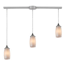 ELK Home 10223/3L-COC - Favelita 3-Light Linear Pendant Fixture in Satin Nickel with Off-white Swirl Glass