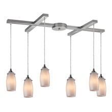 ELK Home 10223/6COC - Favelita 6-Light H-Bar Pendant Fixture in Satin Nickel with Off-white Swirl Glass