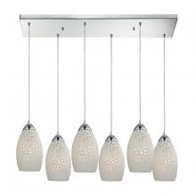 ELK Home 10245/6RC - Etched Glass 6-Light Rectangular Pendant Fixture in Polished Chrome with White Etched Glass
