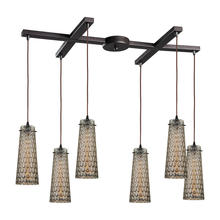ELK Home 10248/6 - Jerard 6-Light H-Bar Pendant Fixture in Oil Rubbed Bronze with Textured Glass Shade