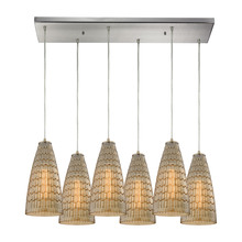 ELK Home 10249/6RC - Mickley 6 Light Pendant In Satin Nickel And Ambe