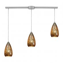 ELK Home 10254/3L - Karma 3-Light Linear Pendant Fixture in Satin Nickel with Amber Crackle Glass