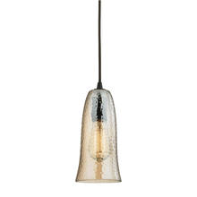 ELK Home 10431/1HAMP - Hammered Glass 1-Light Mini Pendant in Oiled Bronze with Amber-plated Hammered Glass