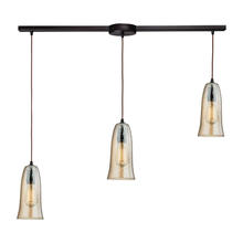 ELK Home 10431/3L-HAMP - Hammered Glass 3-Light Linear Pendant Fixture in Oiled Bronze with Amber-plated Hammered Glass