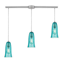 ELK Home 10431/3L-HAQ - Hammered Glass 3-Light Linear Pendant Fixture in Satin Nickel with Hammered Aqua Glass