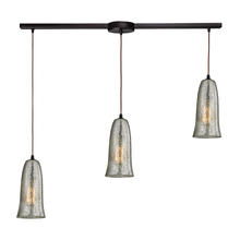 ELK Home 10431/3L-HME - Hammered Glass 3-Light Linear Pendant Fixture in Oiled Bronze with Hammered Mercury Glass