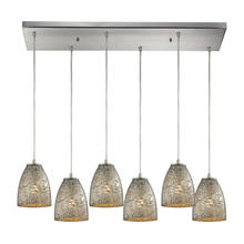ELK Home 10465/6RC-SVF - Fissure 6-Light Rectangular Pendant Fixture in Satin Nickel with Silver Glass