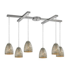 ELK Home 10465/6SVF - Fissure 6-Light H-Bar Pendant Fixture in Satin Nickel with Silver Glass