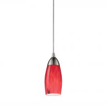 ELK Home 110-1FR - Milan 3'' Wide 1-Light Pendant - Satin Nickel with Fire Red Glass