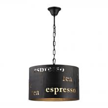 ELK Home 14312/3 - Cafe 3 Light Pendant In Matte Black With Gold Ac