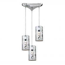 ELK Home 31076/3 - Chromia 3-Light Triangular Pendant Fixture in Polished Chrome with Cylinder Shade
