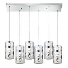 ELK Home 31076/6RC - Chromia 6-Light Rectangular Pendant Fixture in Polished Chrome with Cylinder Shade