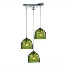 ELK Home 31080/3GRN - Viva 3-Light Triangular Pendant Fixture in Polished Chrome with Green Glass