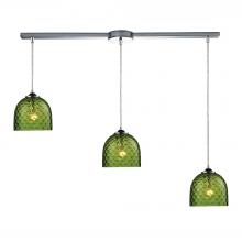 ELK Home 31080/3L-GRN - Viva 3-Light Linear Pendant Fixture in Polished Chrome with Green Glass