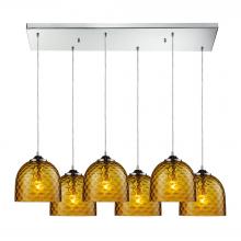 ELK Home 31080/6RC-AMB - Viva 6 Light Pendant In Polished Chrome And Ambe