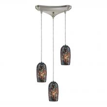 ELK Home 31147/3 - Collage 3-Light Triangular Pendant Fixture in Satin Nickel with Multi-colored Glass