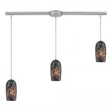 ELK Home 31147/3L - Collage 3-Light Linear Pendant Fixture in Satin Nickel with Multi-colored Glass