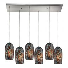 ELK Home 31147/6RC - Collage 6-Light Rectangular Pendant Fixture in Satin Nickel with Multi-colored Glass