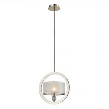 ELK Home 31291/1 - Corisande 1-Light Mini Pendant in Polished Nickel with Silver Organza Drum Shade and Frosted Glass