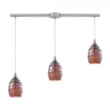ELK Home 31668/3L - Vines 3-Light Linear Pendant Fixture in Satin Nickel with Rhubarb Glass