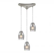 ELK Home 46161/3 - Carved Glass 3-Light Triangular Pendant Fixture in Brushed Nickel with Glass Shade