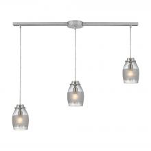 ELK Home 46161/3L - Carved Glass 3-Light Linear Pendant Fixture in Brushed Nickel with Glass Shade