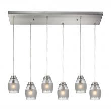 ELK Home 46161/6RC - Carved Glass 6-Light Rectangular Pendant Fixture in Brushed Nickel with Glass Shade