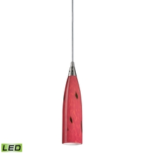 ELK Home 501-1FR-LED - Lungo 1-Light Mini Pendant in Satin Nickel with Fire Red Glass - Includes LED Bulb