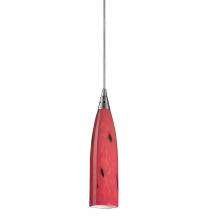 ELK Home 501-1FR - Lungo 1-Light Mini Pendant in Satin Nickel with Fire Red Glass