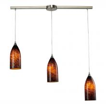 ELK Home 502-3L-ES - Verona 3-Light Linear Pendant Fixture in Satin Nickel with Espresso Glass